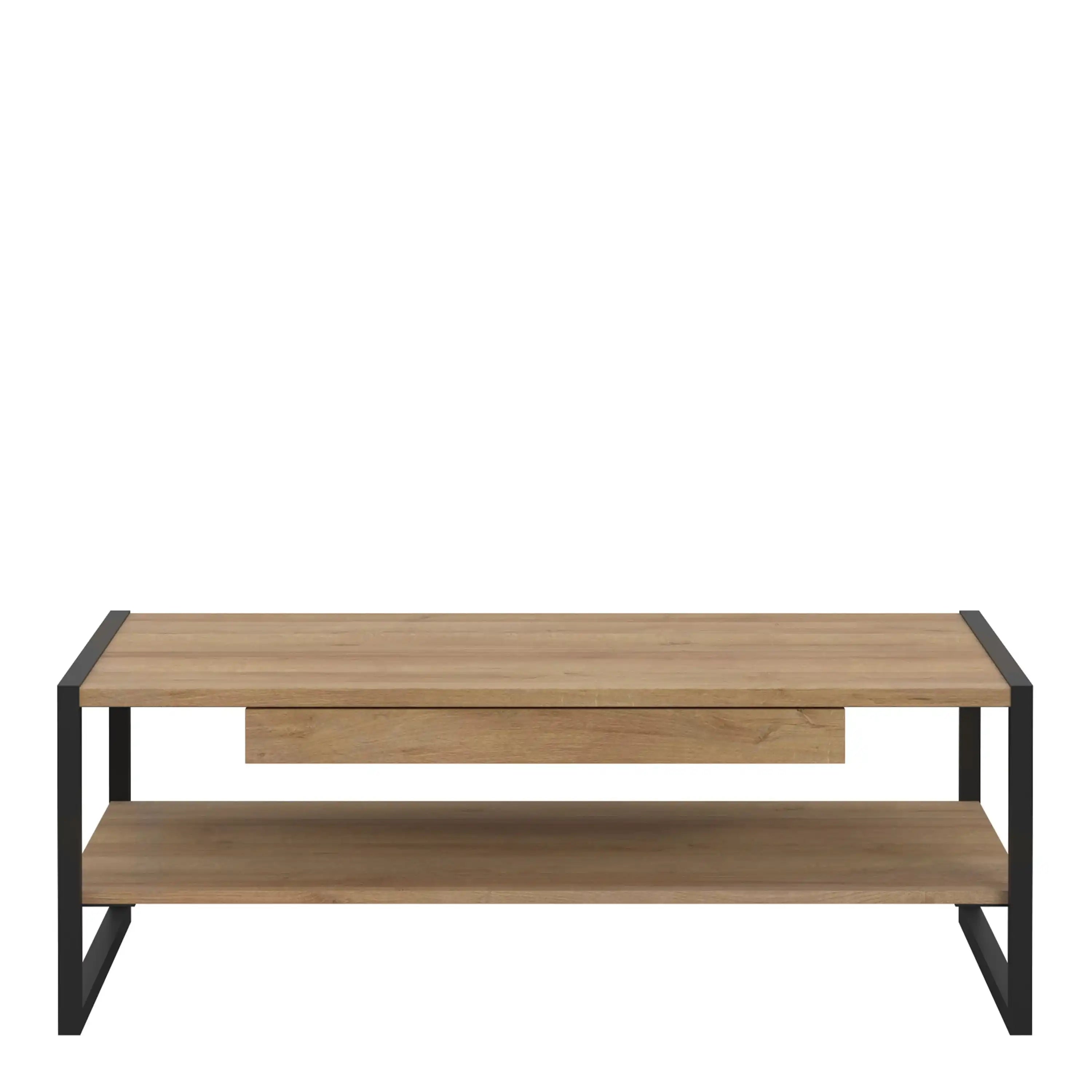 High Rock Storage Coffee Table with Shelf and Drawer In Riviera Oak - Price Crash Furniture