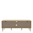 Calasetta 2 Door 1 Shelf TV Cabinet In Light Oak & Rattan - Price Crash Furniture