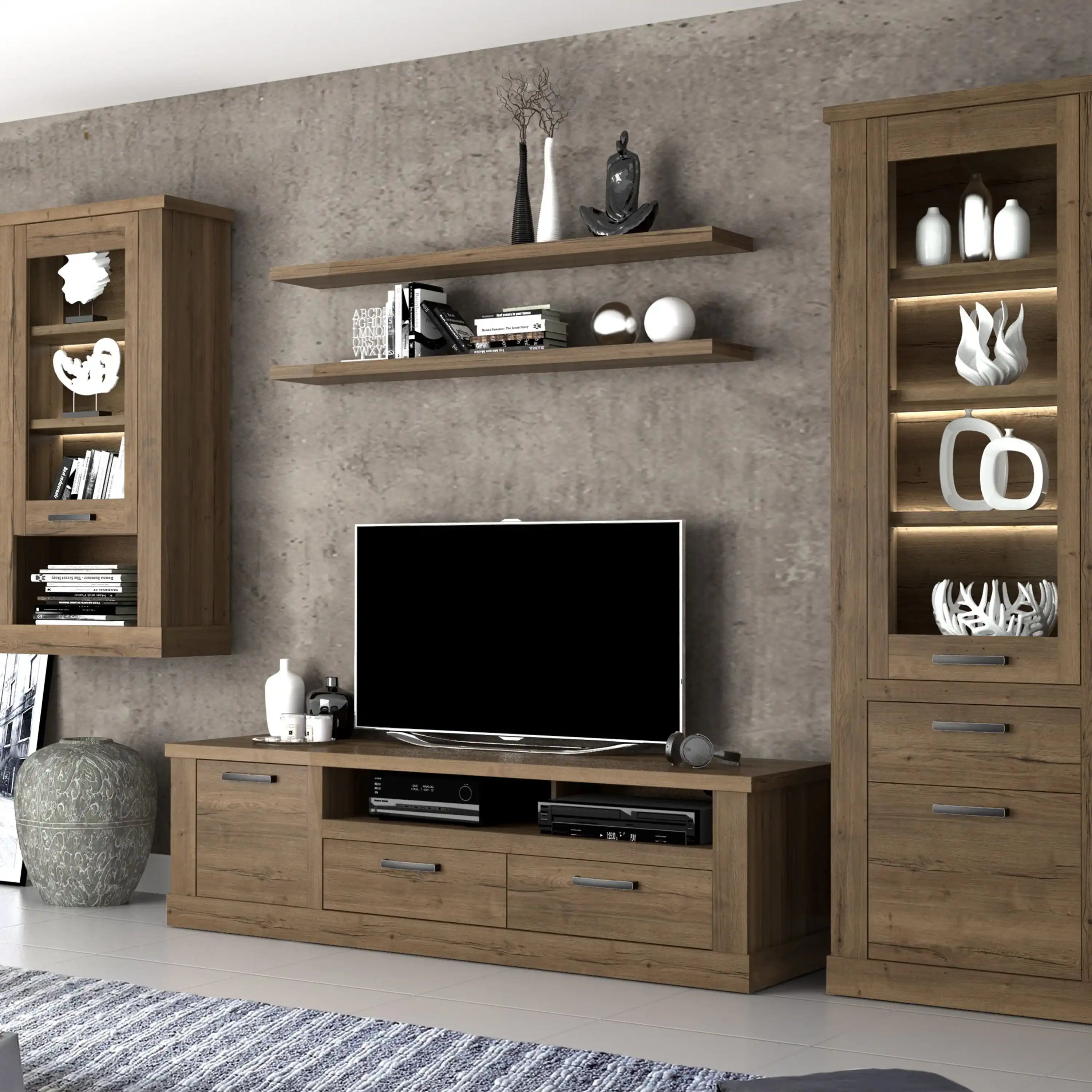 Corona Floating Wall Shelf 140cm In Tabak Oak - Price Crash Furniture