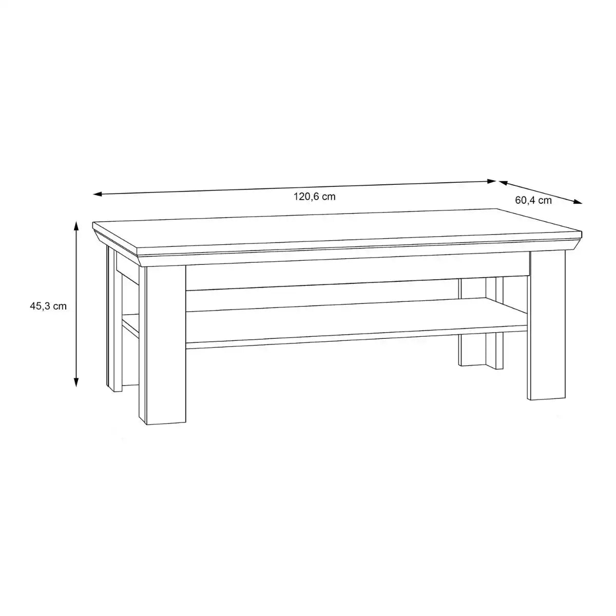 Illopa Coffee Table with Shelf In Oak & White - Price Crash Furniture