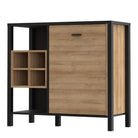 High Rock Storage Unit Display Cabinet In Matt Black and Riviera Oak - Price Crash Furniture