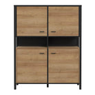 High Rock Storage Cabinet Cupboard In Matt Black/Riviera Oak - Price Crash Furniture