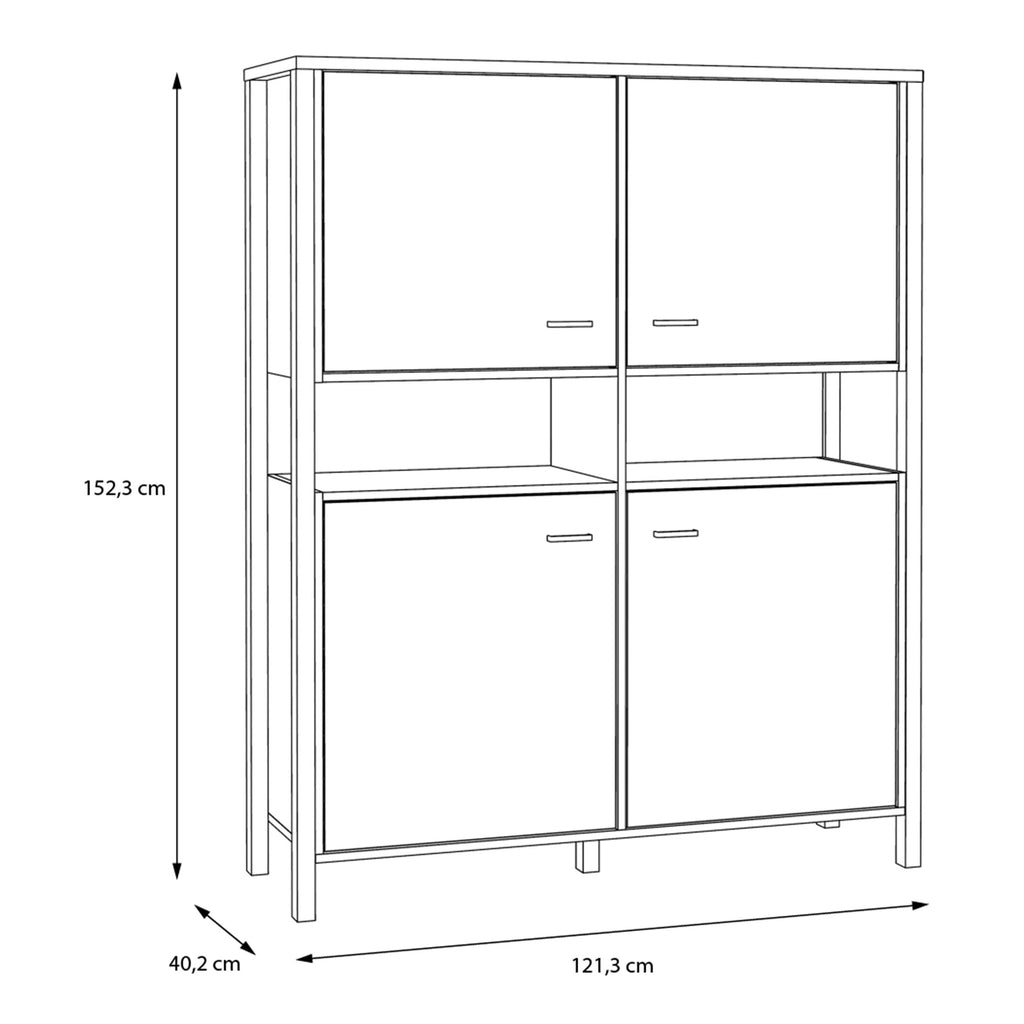 High Rock Storage Cabinet Cupboard In Matt Black/Riviera Oak - Price Crash Furniture