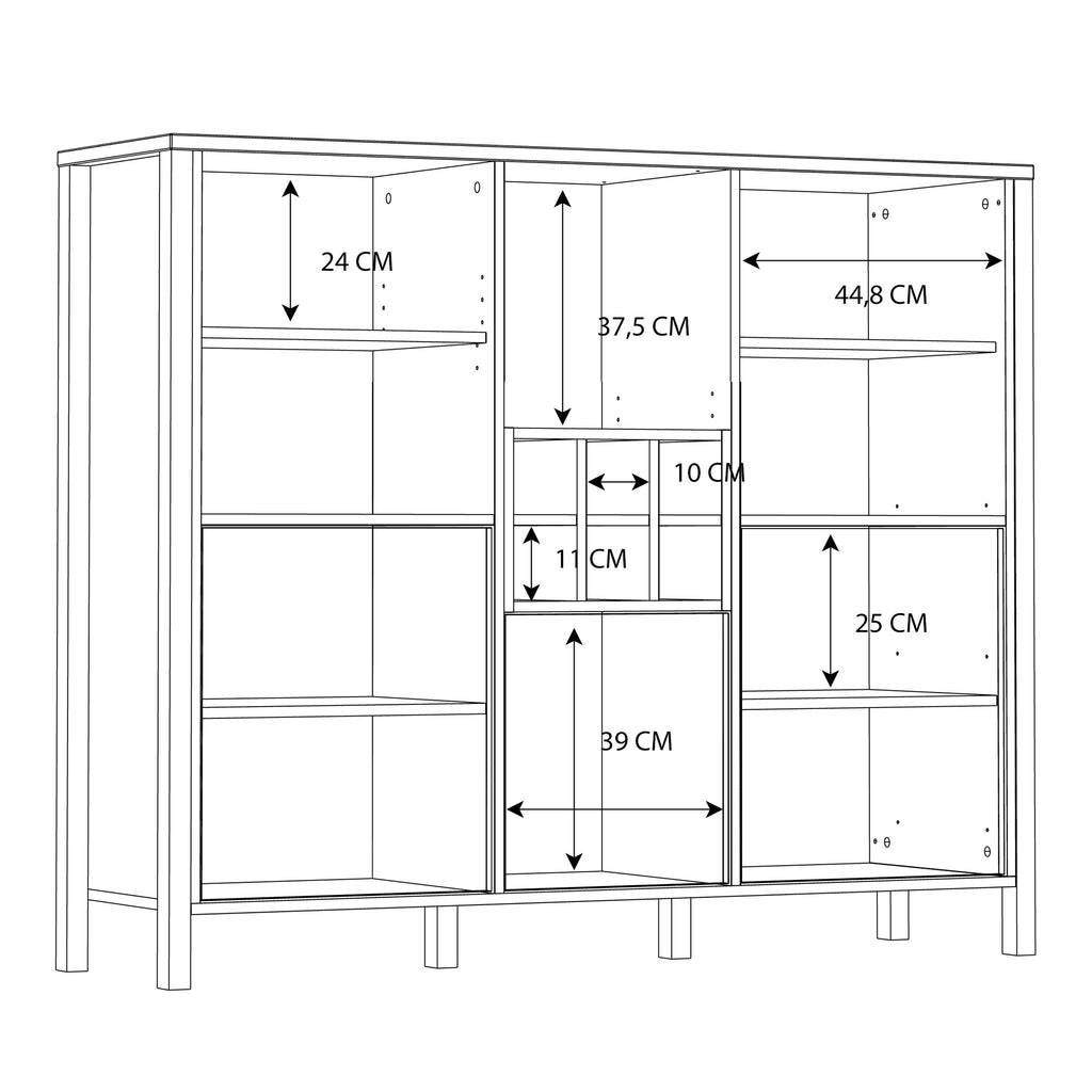 High Rock Wide Sideboard Dresser Display Unit In Matt Black & Riviera Oak - Price Crash Furniture