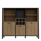 High Rock Wide Sideboard Dresser Display Unit In Matt Black & Riviera Oak - Price Crash Furniture