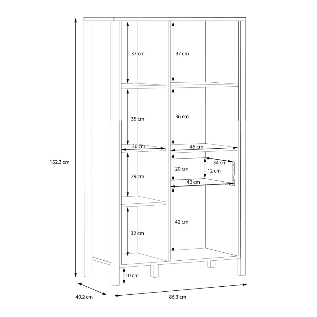 High Rock Wide Storage Shelving Unit and Cupboard In Matt Black and Riviera Oak - Price Crash Furniture