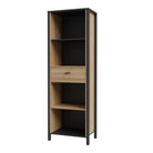 High Rock Display Shelf Unit In Matt Black & Riviera Oak - Price Crash Furniture