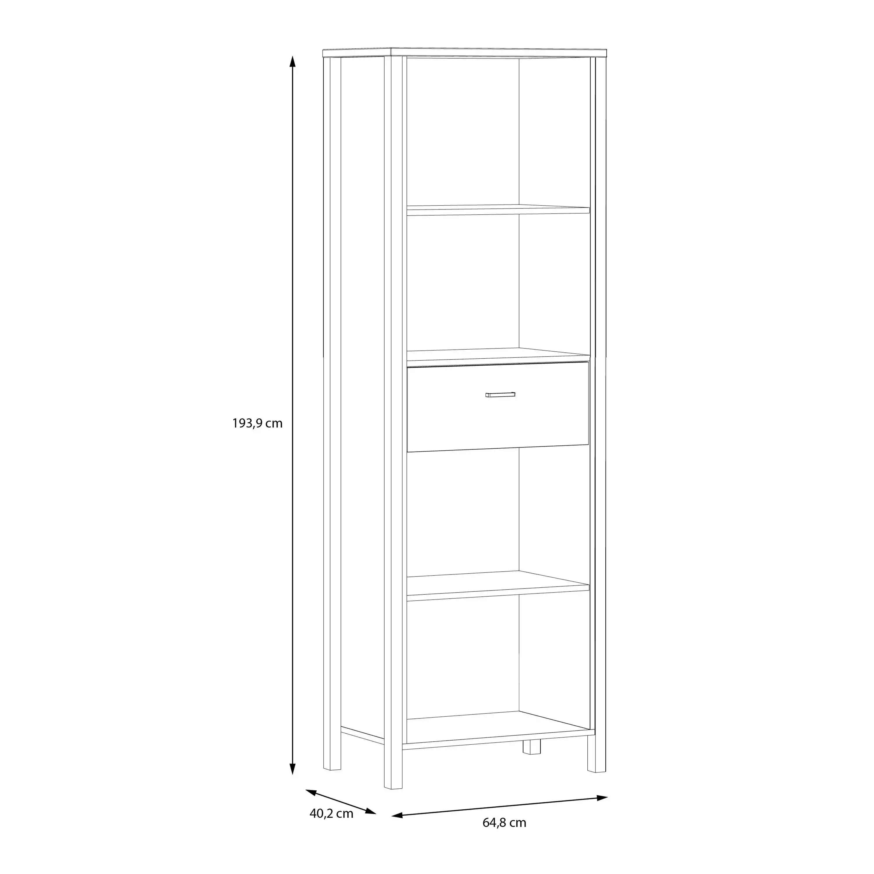 High Rock Display Shelf Unit In Matt Black & Riviera Oak - Price Crash Furniture