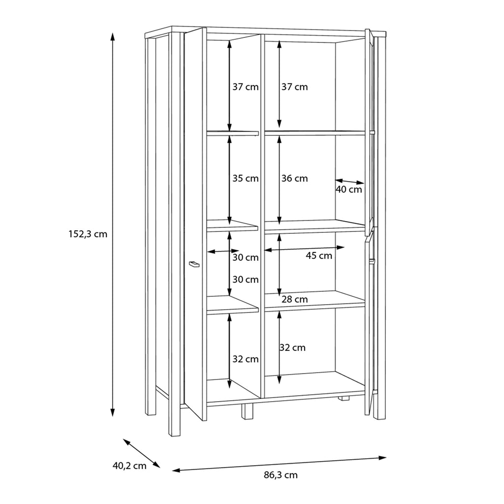 High Rock Small Display Cabinet Unit In Matt Black and Riviera Oak - Price Crash Furniture