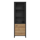 High Rock Wide Display Cabinet Unit In Matt Black & Riviera Oak - Price Crash Furniture