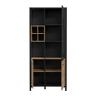 High Rock Display Cabinet Unit In Matt Black & Riviera Oak - Price Crash Furniture