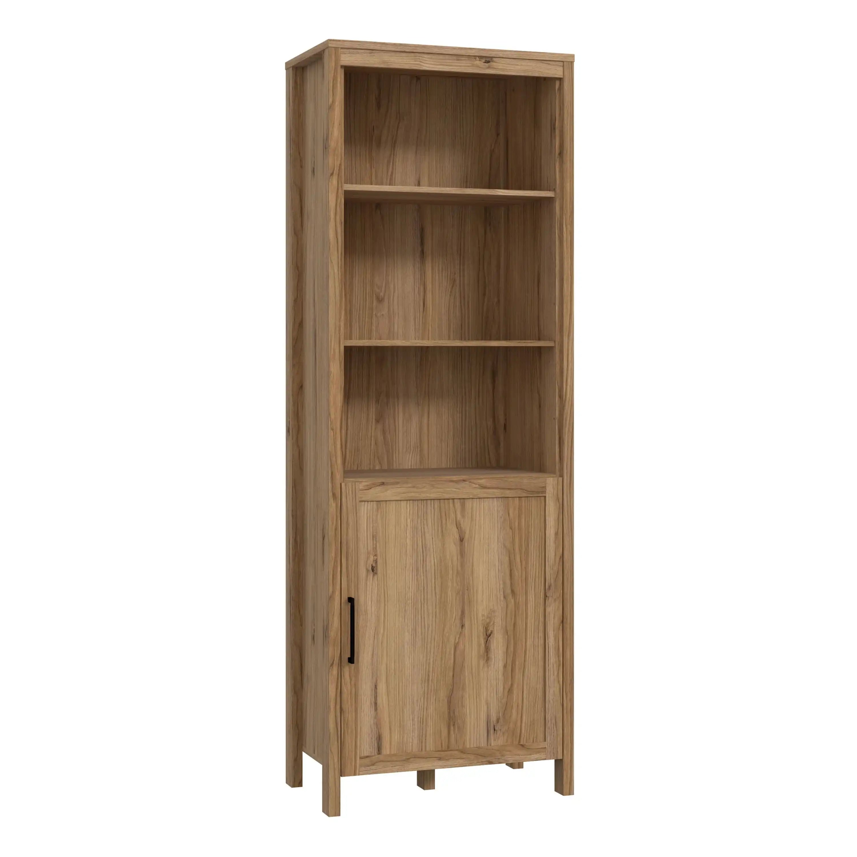 Malte Brun Tall Bookcase Display Shelf Unit In Waterford Oak - Price Crash Furniture