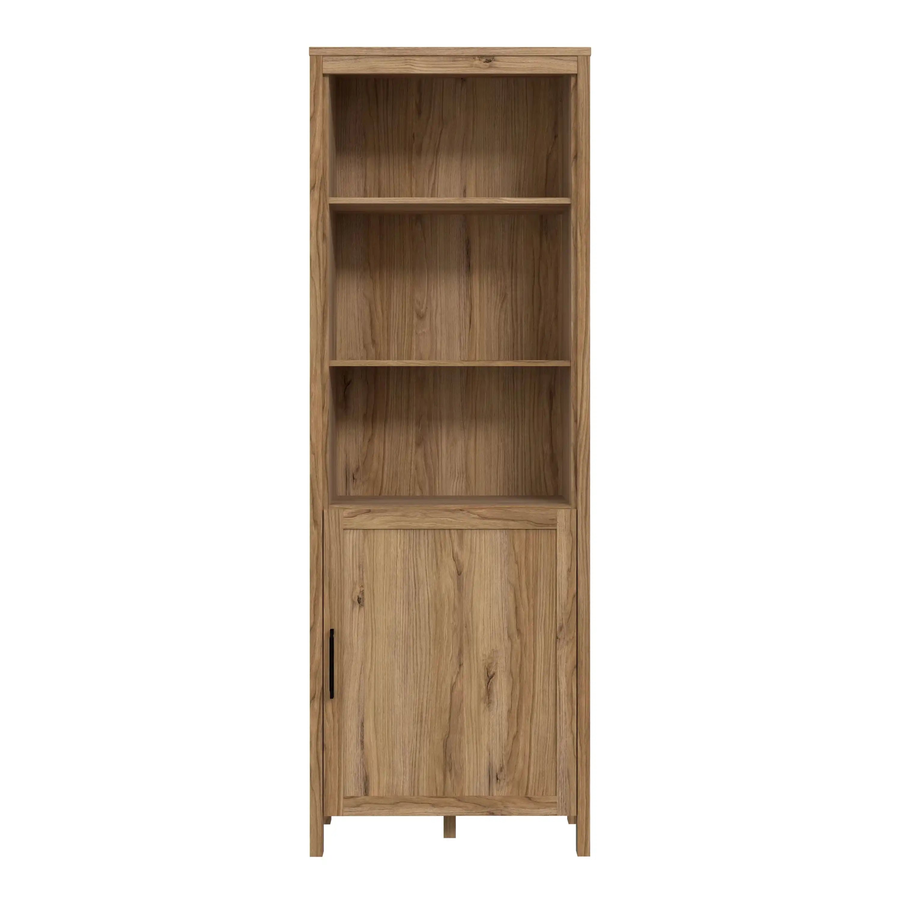 Malte Brun Tall Bookcase Display Shelf Unit In Waterford Oak - Price Crash Furniture