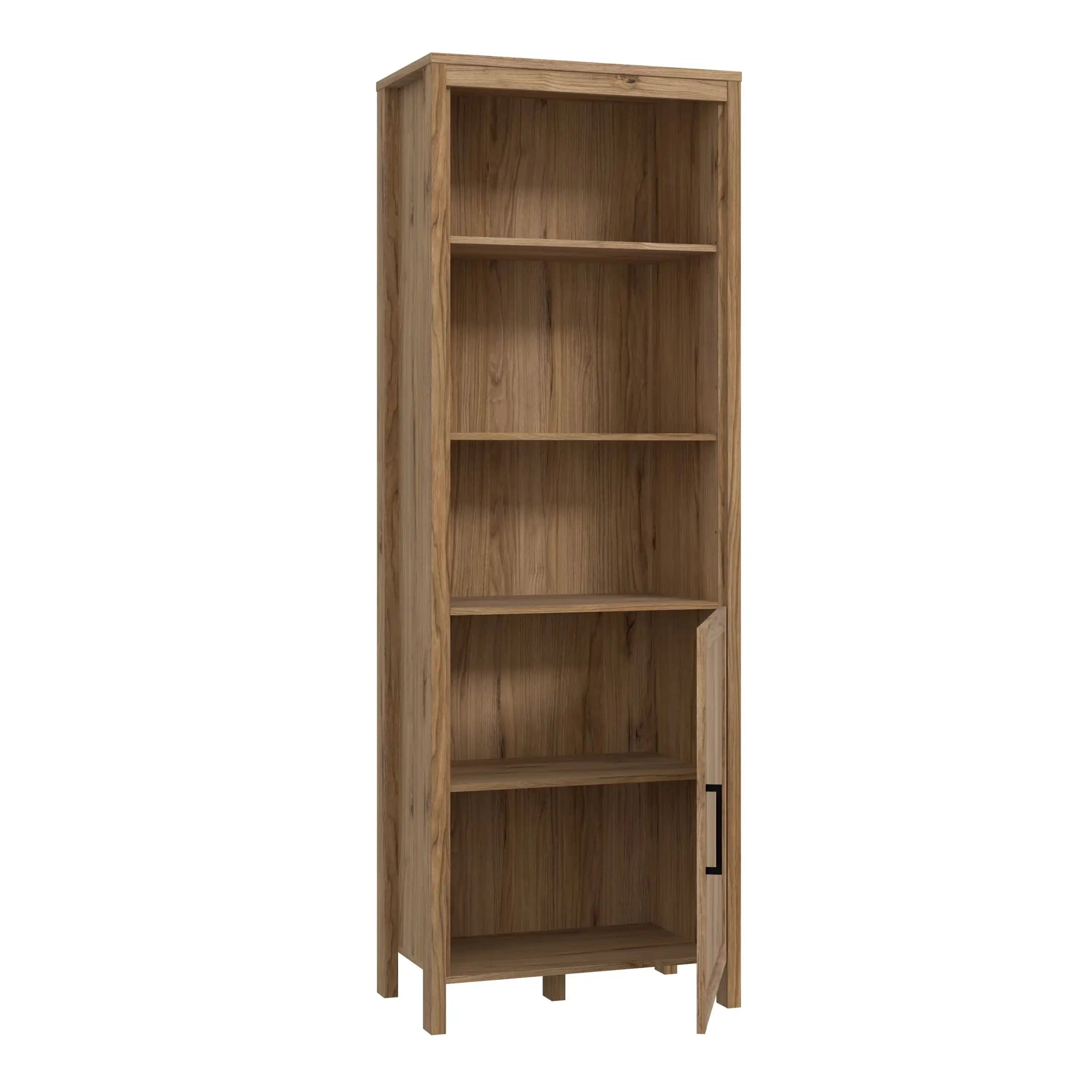 Malte Brun Tall Bookcase Display Shelf Unit In Waterford Oak - Price Crash Furniture