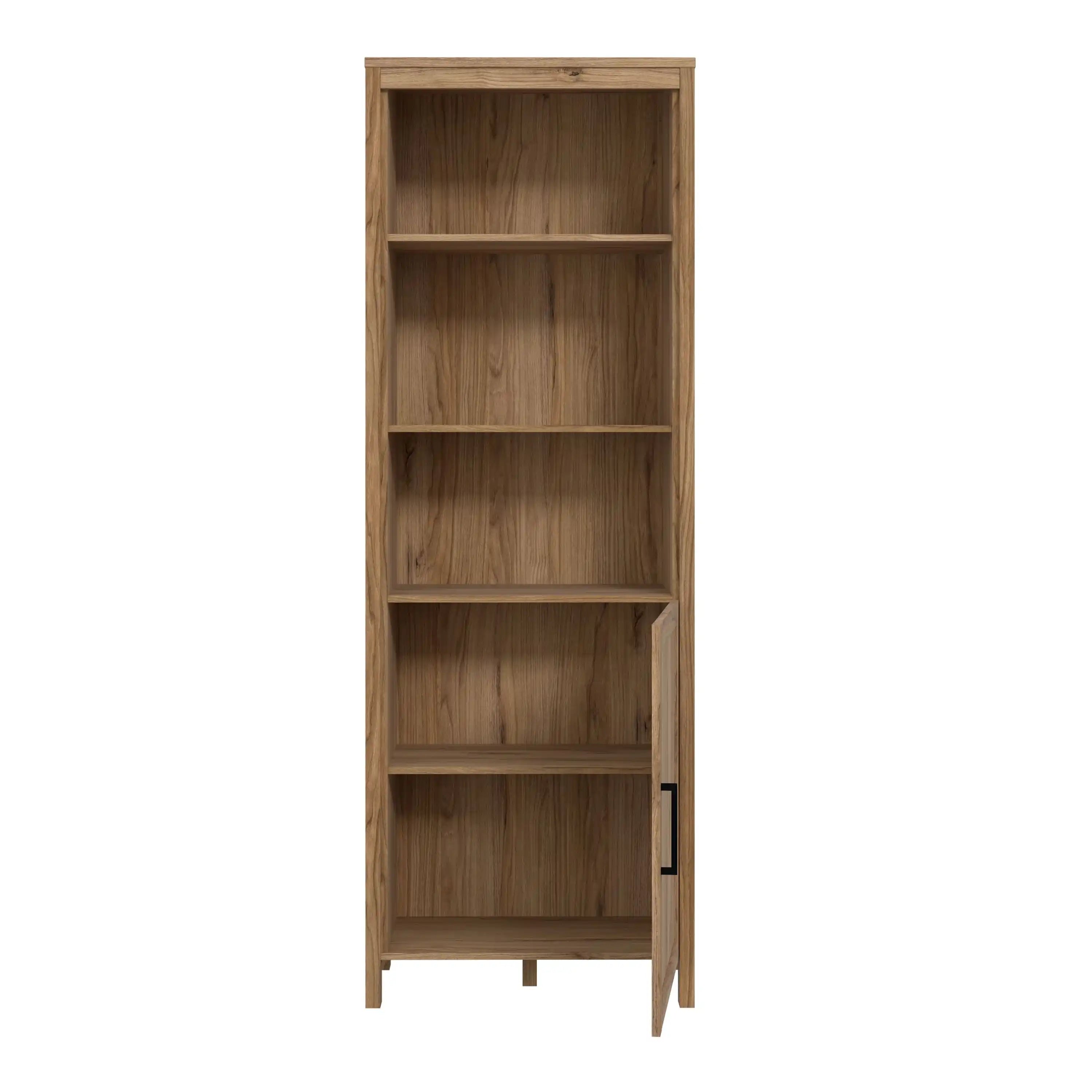 Malte Brun Tall Bookcase Display Shelf Unit In Waterford Oak - Price Crash Furniture