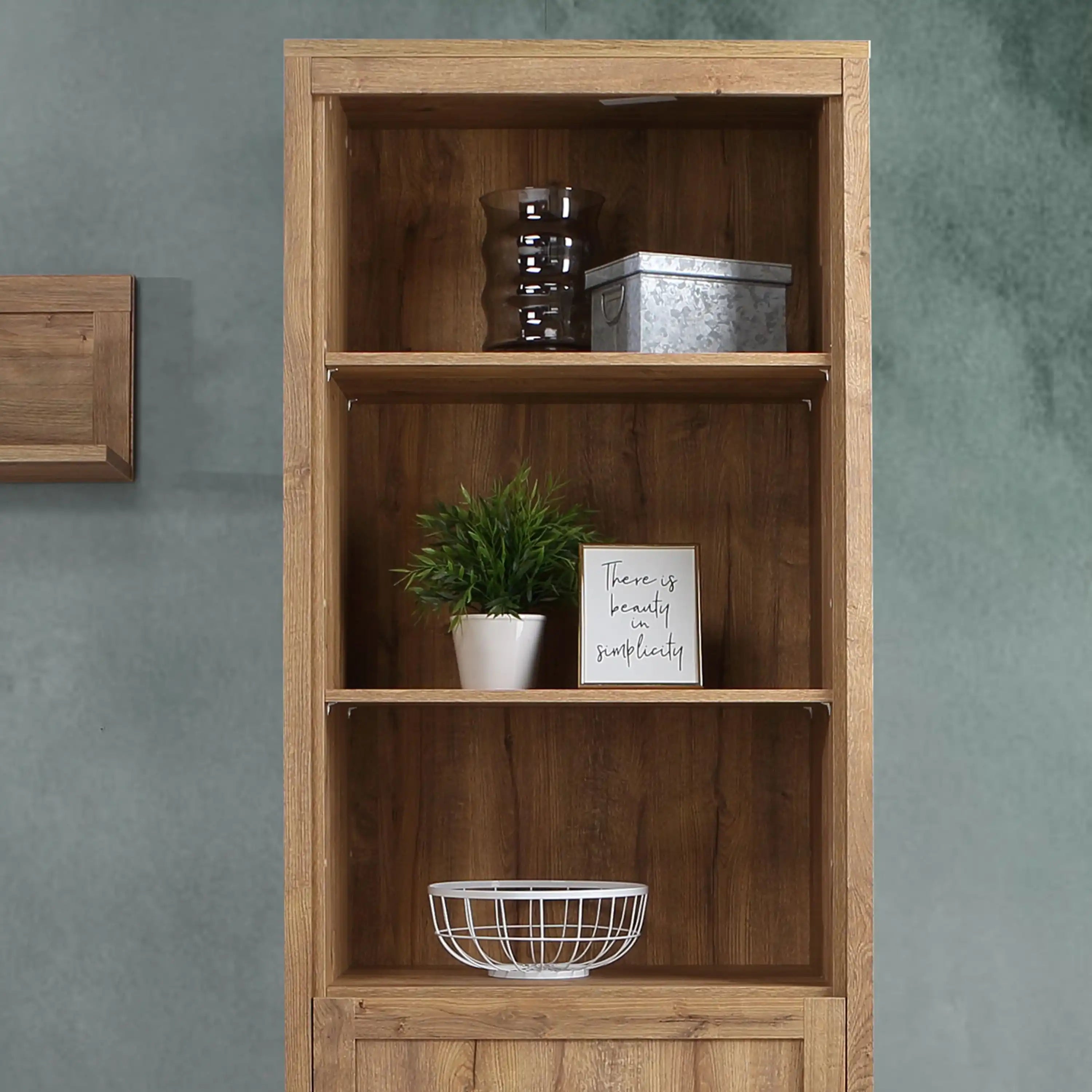 Malte Brun Tall Bookcase Display Shelf Unit In Waterford Oak - Price Crash Furniture