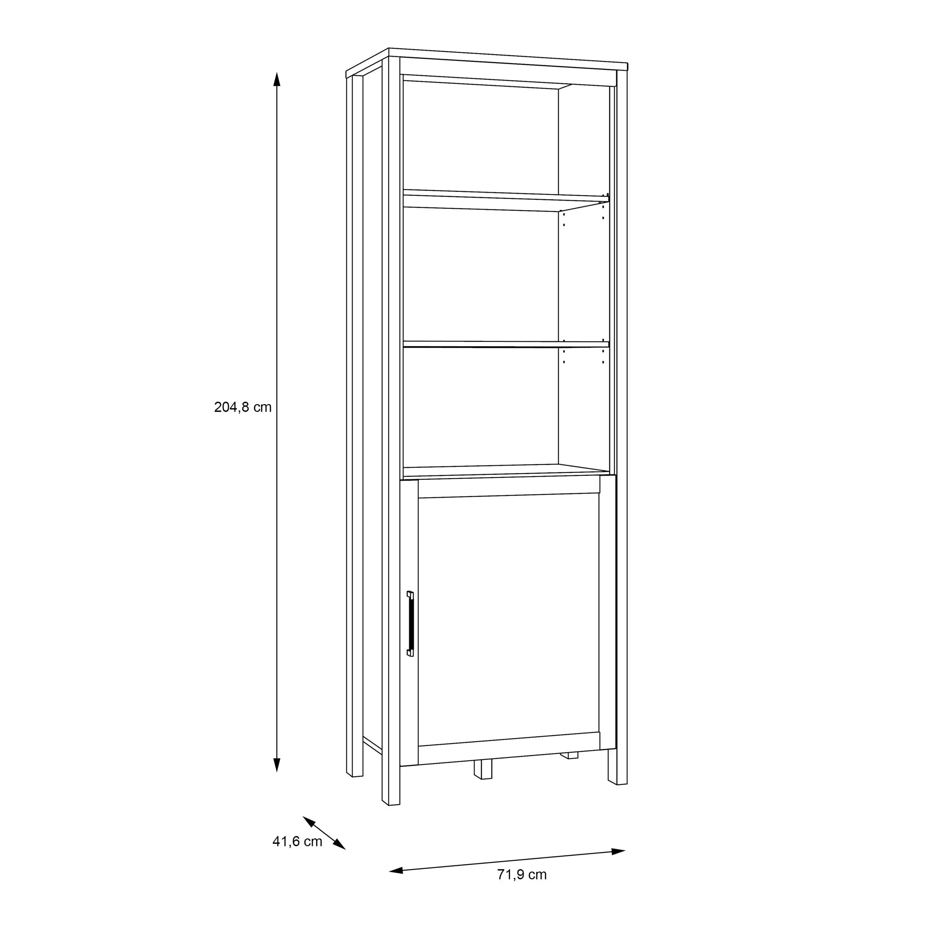 Malte Brun Tall Bookcase Display Shelf Unit In Waterford Oak - Price Crash Furniture