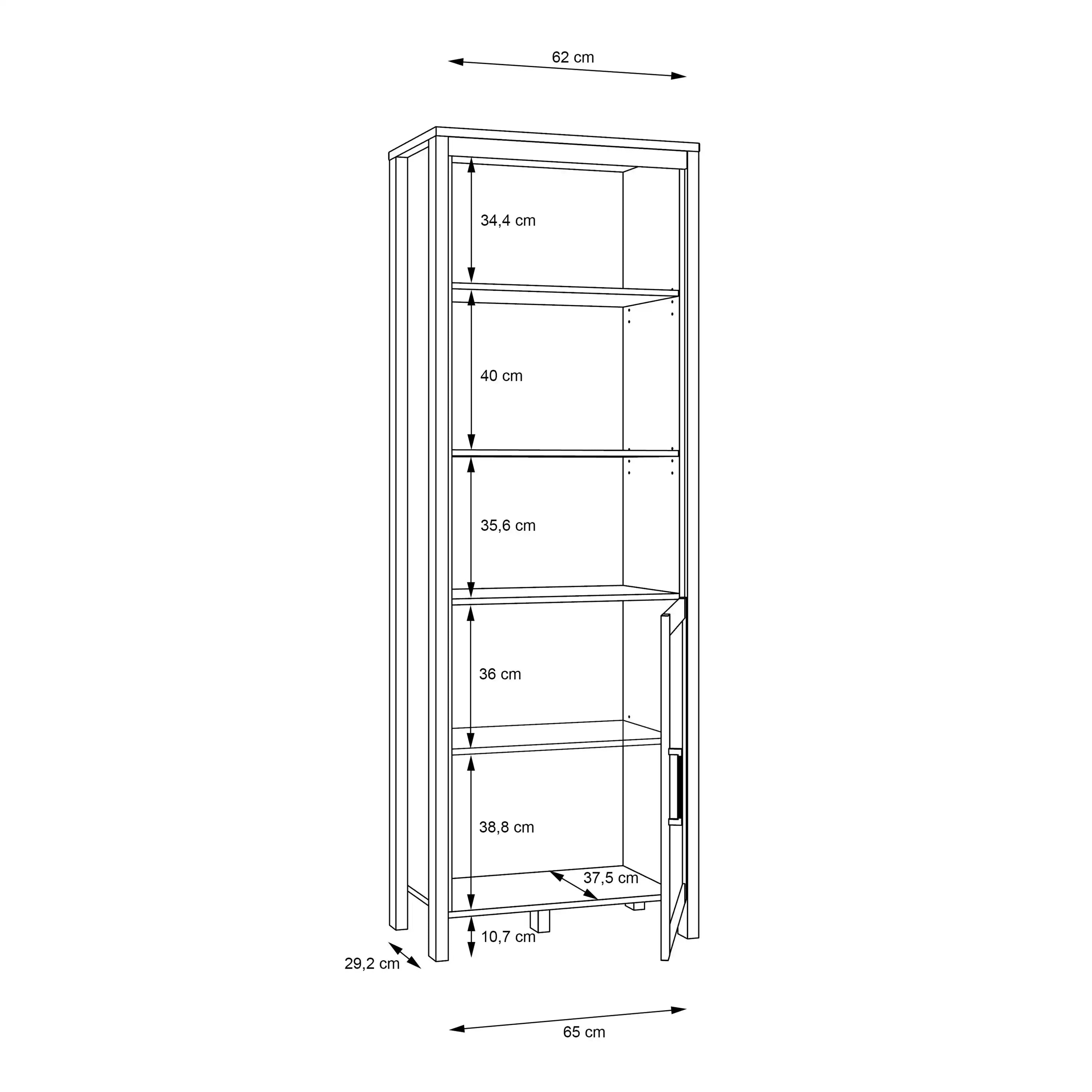 Malte Brun Tall Bookcase Display Shelf Unit In Waterford Oak - Price Crash Furniture