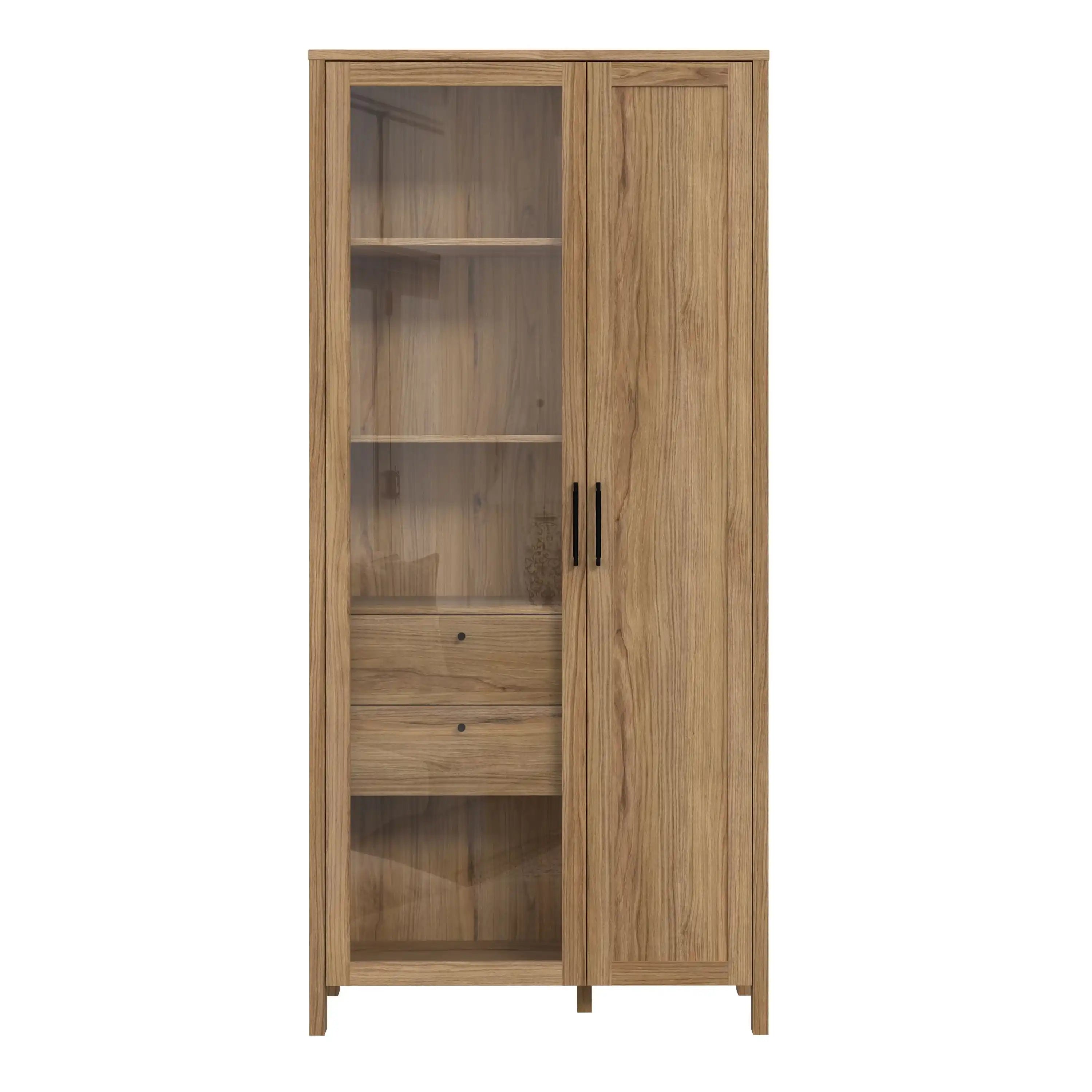 Malte Brun Display Cabinet In Waterford Oak - Price Crash Furniture