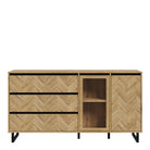 Nikomedes Wide Sideboard Buffet Unit In Oak Parquet Finish - Price Crash Furniture