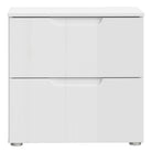 Sienna Bedside Table Cabinet Unit White & White High Gloss - Price Crash Furniture