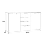 Sienna Large Wide Chest Of 4 Drawers And 2 Doors In White High Gloss - Price Crash Furniture