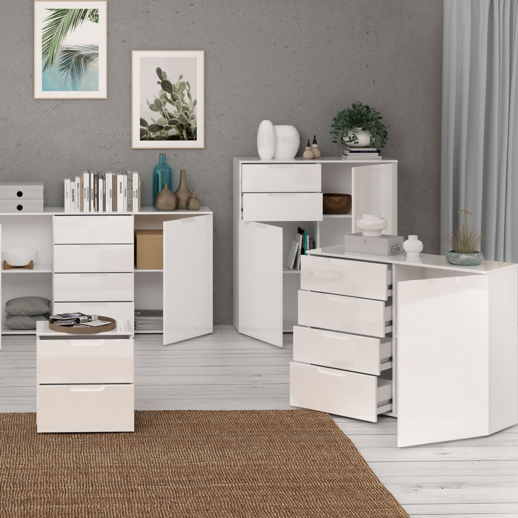 Sienna Chest Of Drawers In White High Gloss - Price Crash Furniture