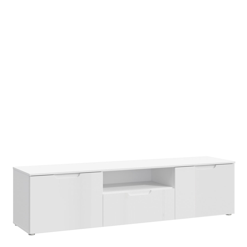 Sienna TV Unit In White & White High Gloss - Price Crash Furniture