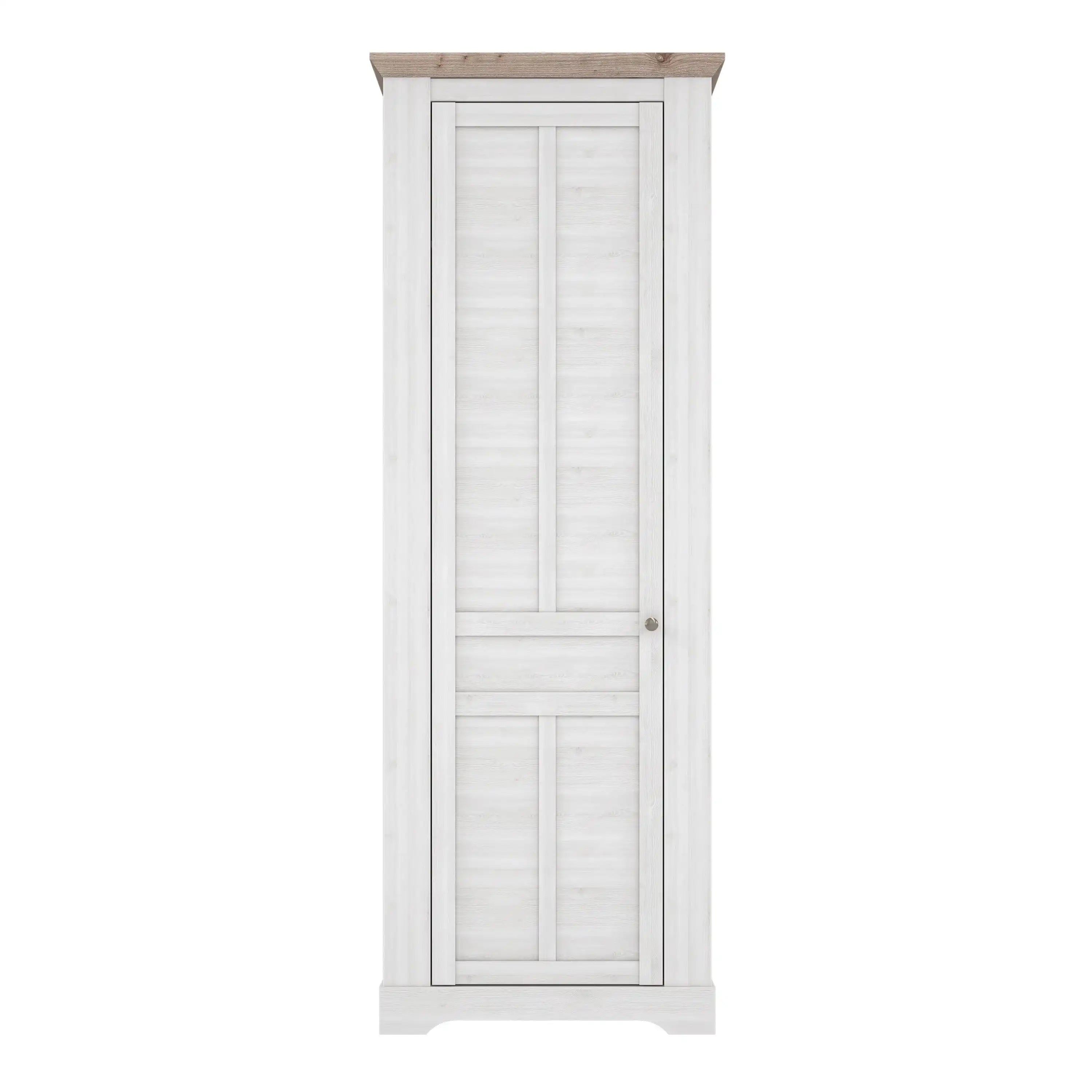 Illopa Hallway Single Wardrobe Tall Cupboard In Oak & White - Price Crash Furniture