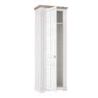 Illopa Hallway Single Wardrobe Tall Cupboard In Oak & White - Price Crash Furniture