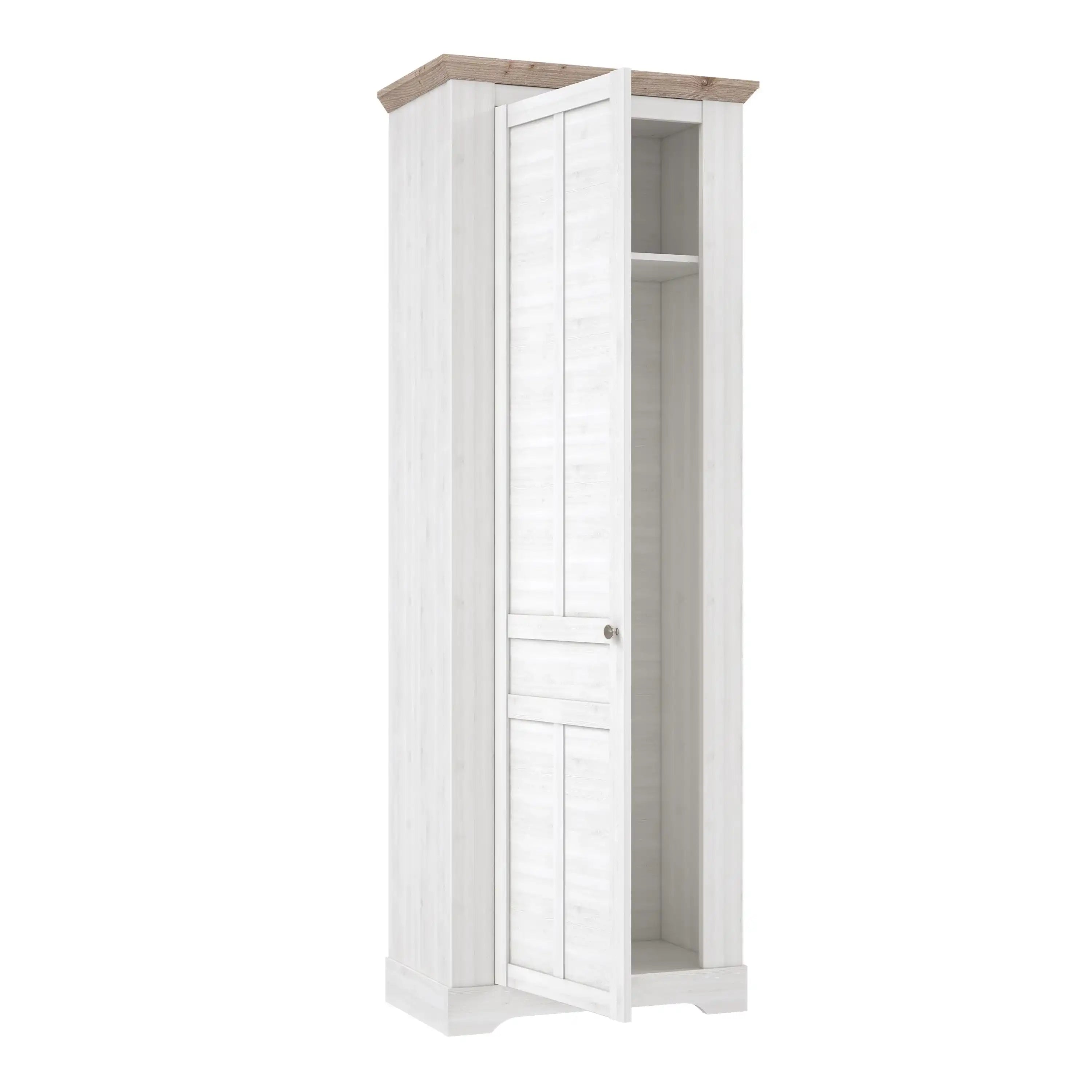 Illopa Hallway Single Wardrobe Tall Cupboard In Oak & White - Price Crash Furniture