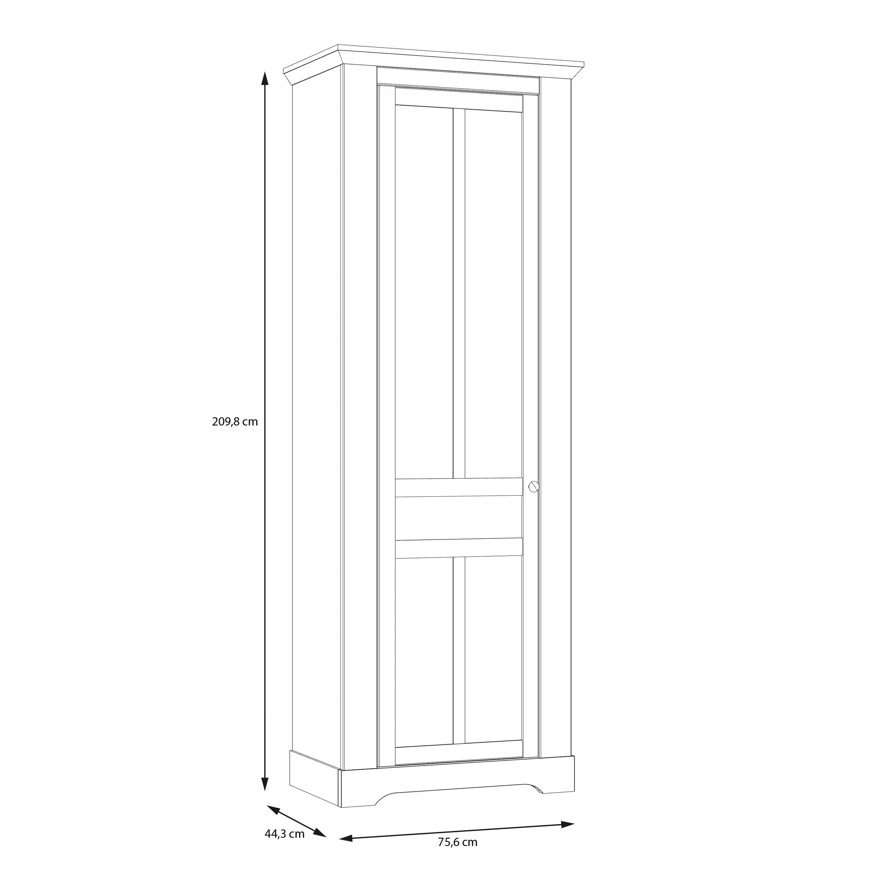 Illopa Hallway Single Wardrobe Tall Cupboard In Oak & White - Price Crash Furniture