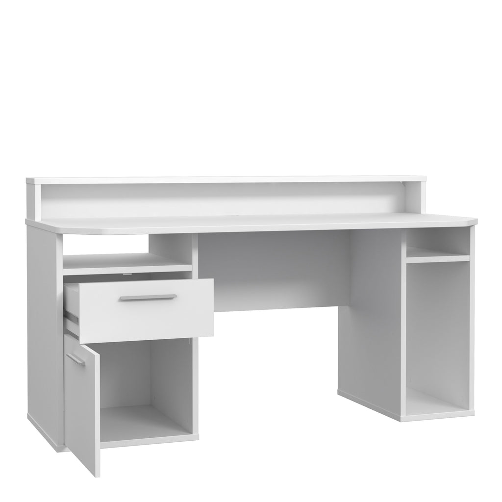 Tezaur Gaming Desk With Blue LED In White - Price Crash Furniture