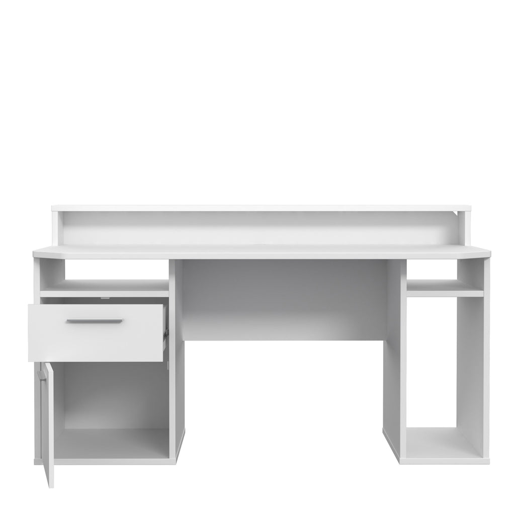 Tezaur Gaming Desk With Blue LED In White - Price Crash Furniture