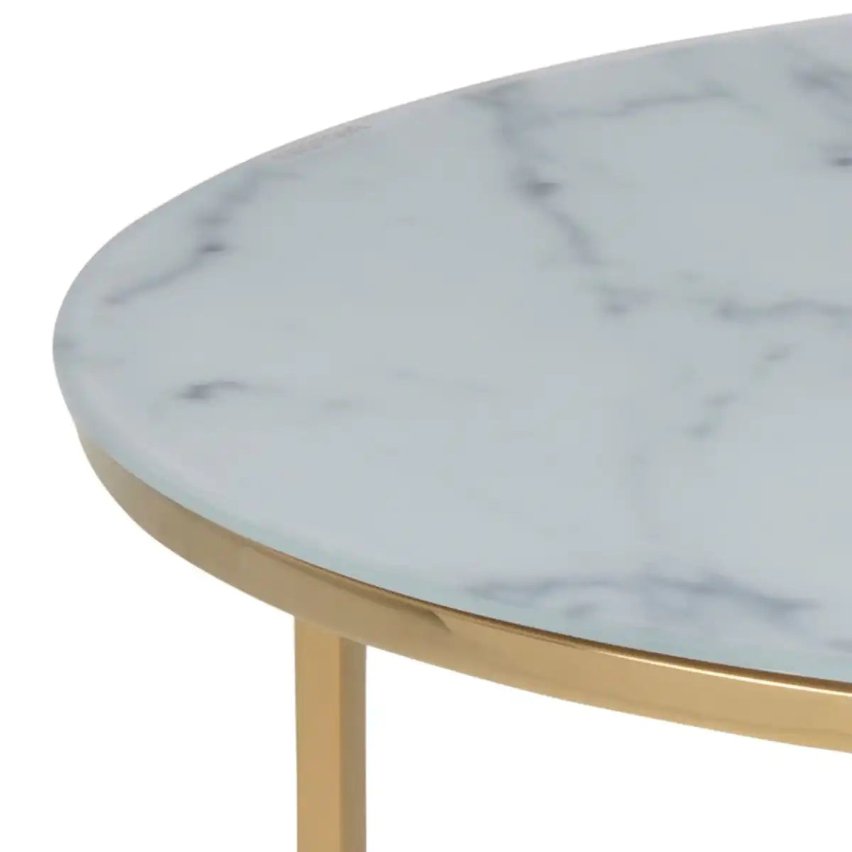 Alisma Round Coffee Table With White Marble Top & Gold Legs - Price Crash Furniture