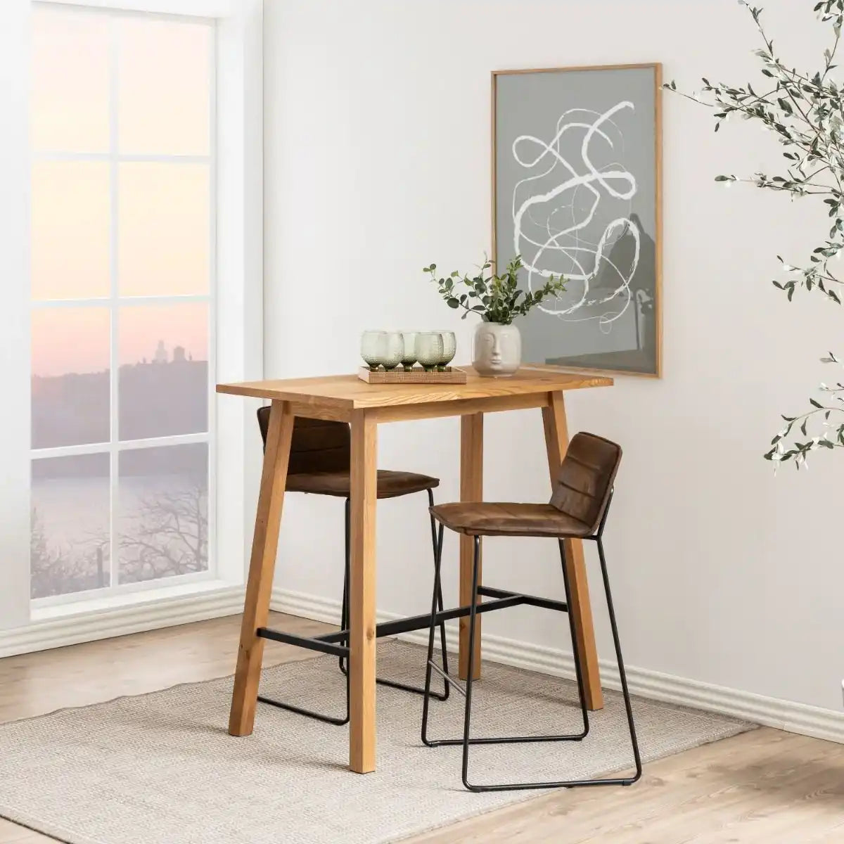 Chara Bar Table In Oak - Price Crash Furniture