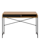 Angus Office Desk With Sliding Door In Wild Oak & Black - Price Crash Furniture