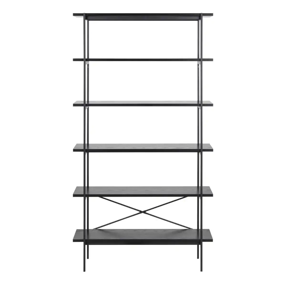 Angus Bookcase With 5 Shelves In Black - Price Crash Furniture
