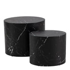 Mice Oval Coffee Table Set In Black Marble Finish - Price Crash Furniture