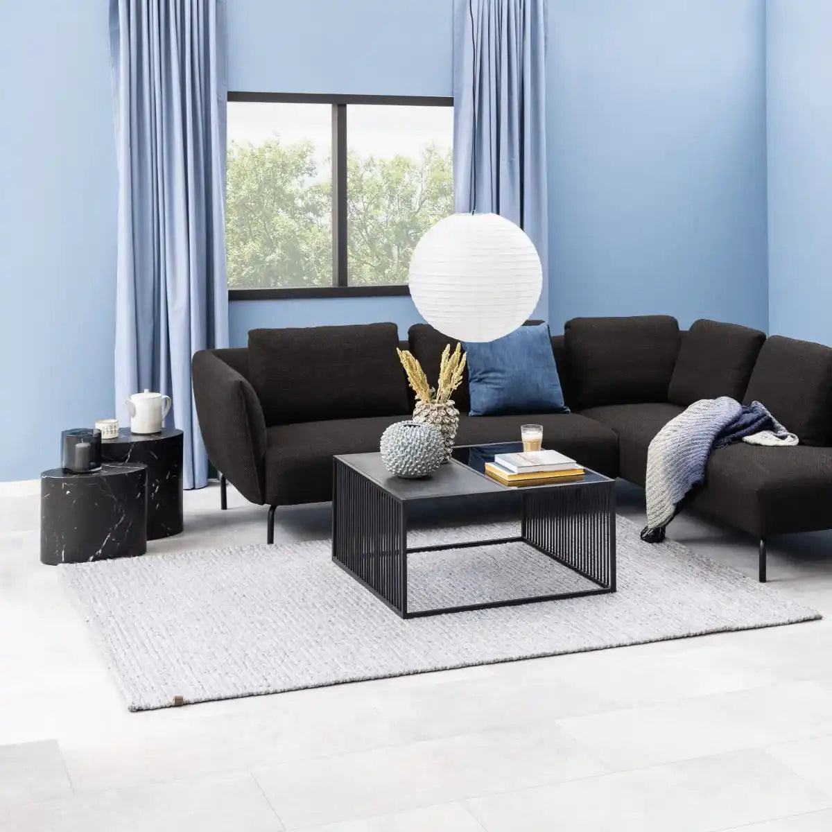 Mice Oval Coffee Table Set In Black Marble Finish - Price Crash Furniture