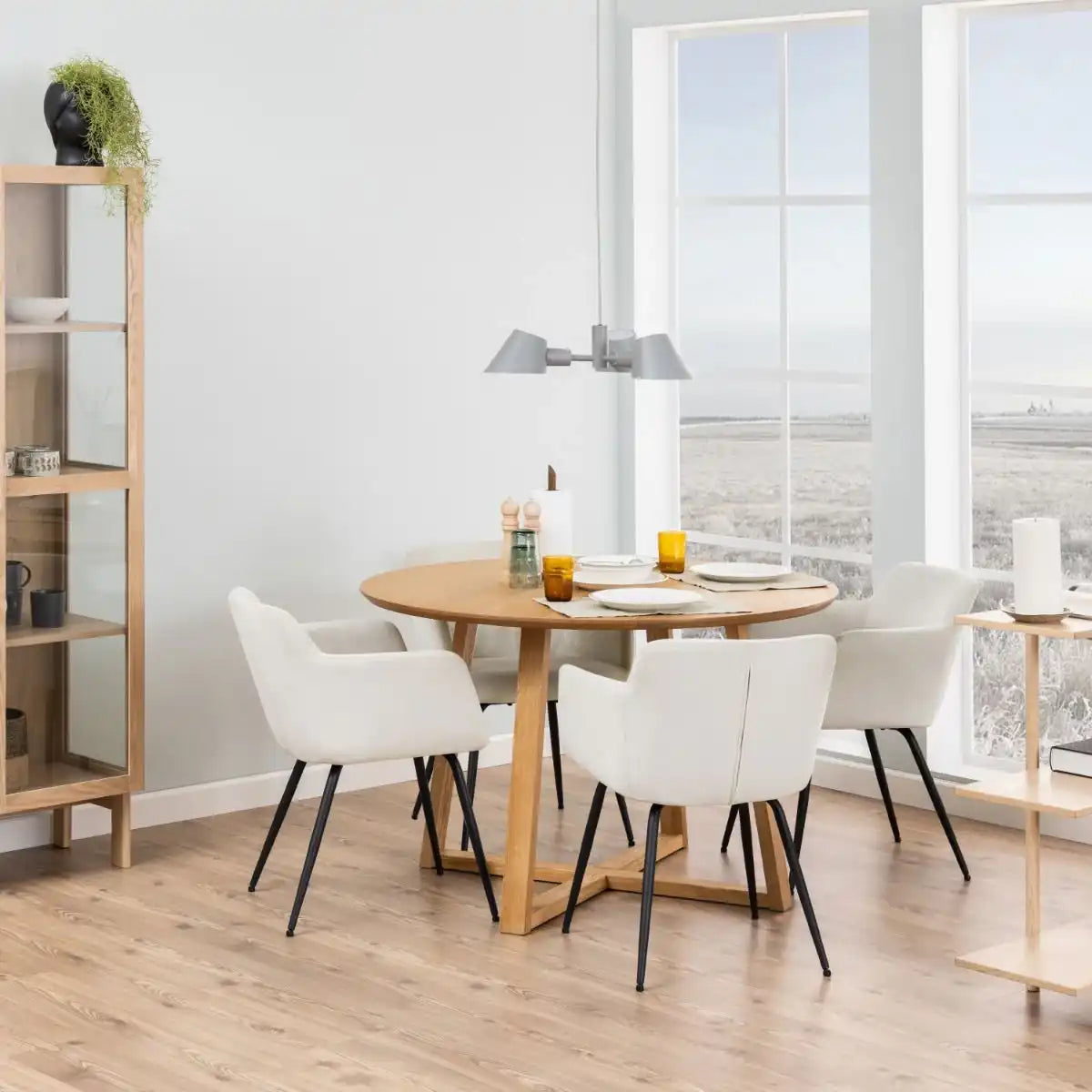 Malika 120cm Round Dining Table In Oak - Price Crash Furniture