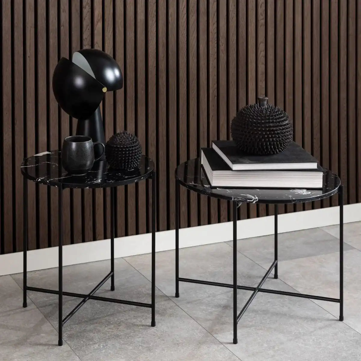 Avila Side Table With Black Marble Effect - Price Crash Furniture