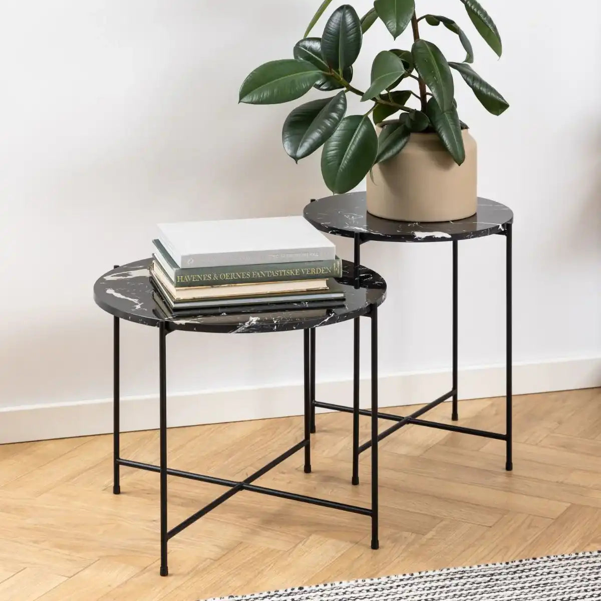 Avila Side Table With Black Marble Effect - Price Crash Furniture