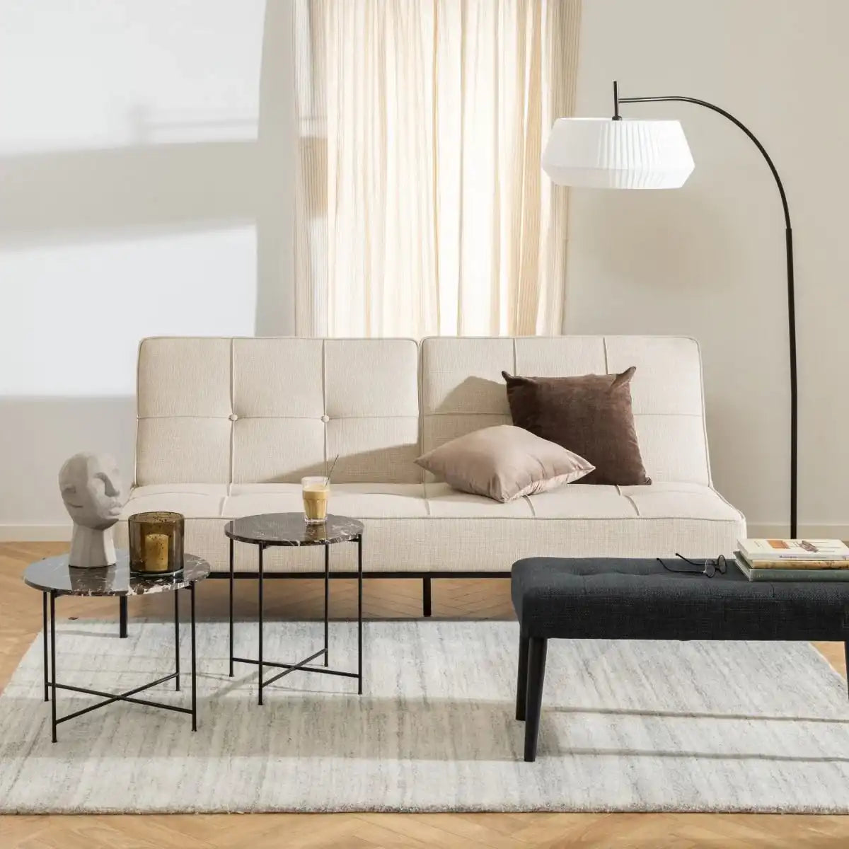 Avila Large Side Table With Brown Marble Effect - Price Crash Furniture