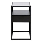 Randolf Bedside Table In Black With Smoked Glass - Price Crash Furniture