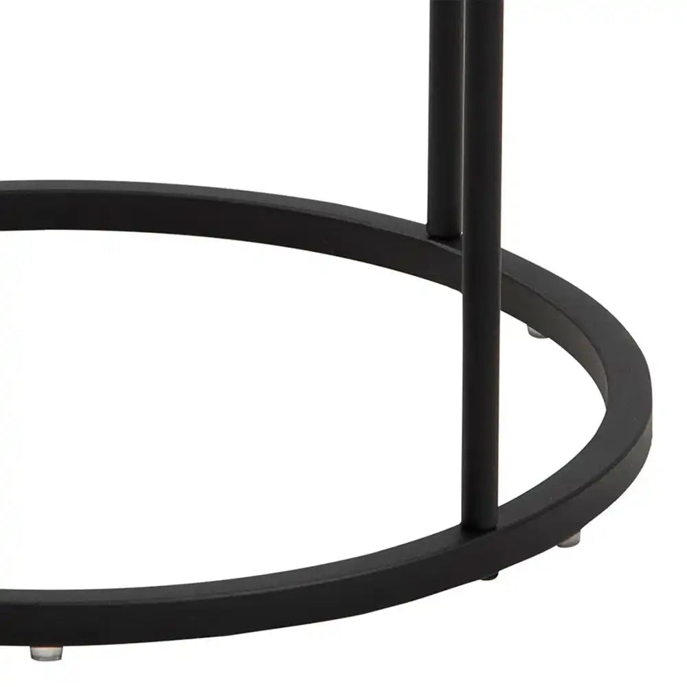 Polo Retro Round Bedside Table In White & Black - Price Crash Furniture
