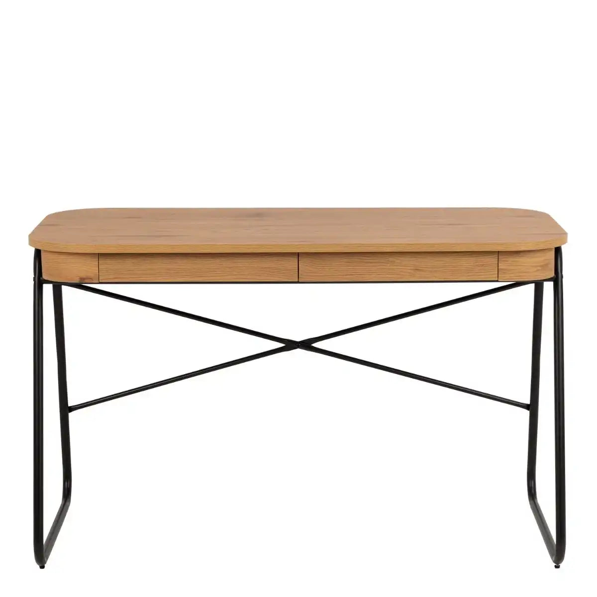 Blueton Designer 2 Drawer Office Desk In Black & Oak - Price Crash Furniture