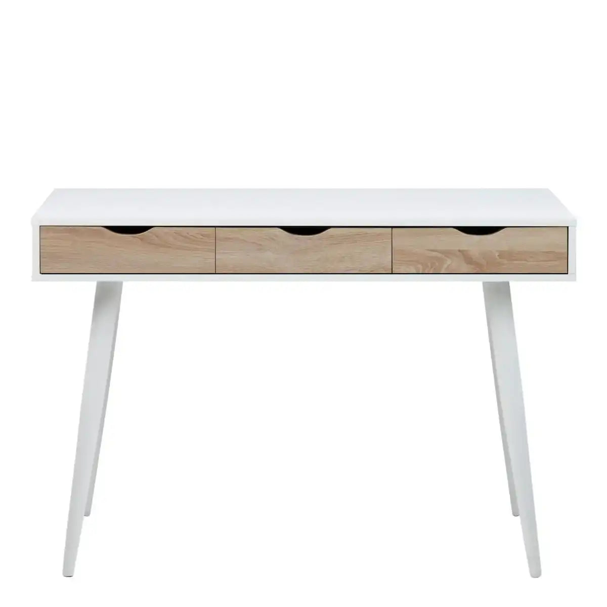Neptun 3 Drawer Desk In White With 3 Sonoma Oak Drawers - Price Crash Furniture