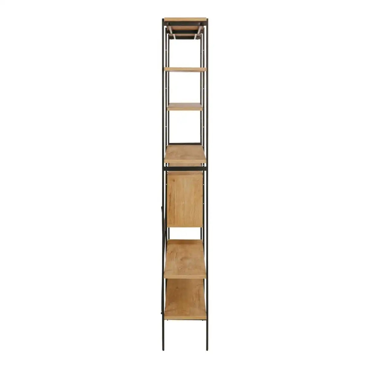Angus Bookcase With 1 Sliding Door & 5 Shelves In Oak & Black - Price Crash Furniture
