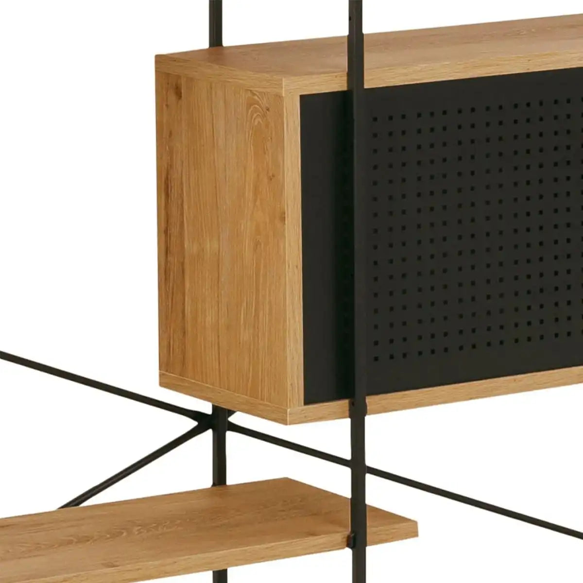 Angus Bookcase With 1 Sliding Door & 5 Shelves In Oak & Black - Price Crash Furniture